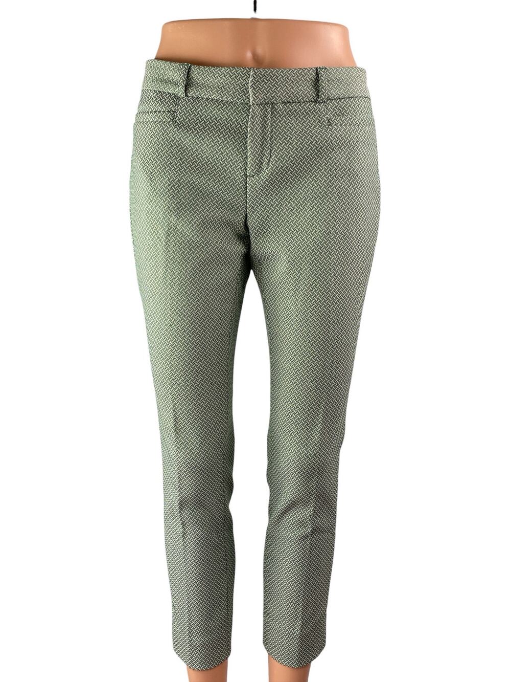 Banana Republic Sloan Women's Green Printed Mid Rise Straight Trousers Pants 0